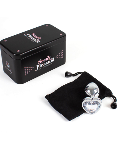 SECRETPLAY - METAL BUTT PLUG CORAZÓN TRANSPARENTE TALLA S 7 CM