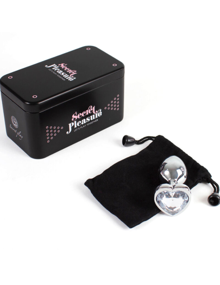 SECRETPLAY - METAL BUTT PLUG CORAZÓN TRANSPARENTE TALLA S 7 CM
