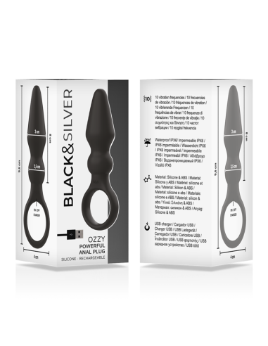 BLACKandSILVER - OZZY POTENTE VIBRADOR PLUG ANAL SILICONA