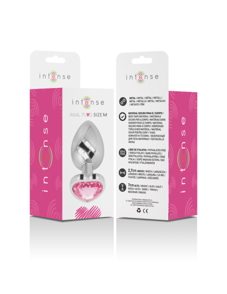 INTENSE - PLUG ANAL METAL ALUMINIO CORAZÓN ROSA TALLA M