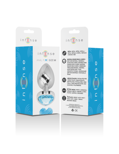 INTENSE - PLUG ANAL METAL ALUMINIO CORAZÓN AZUL TALLA M