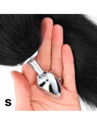 KINK - PLUG ANAL TALLA S 7 X 3 CM CON COLA SINTÉTICA 40 CM NEGRO