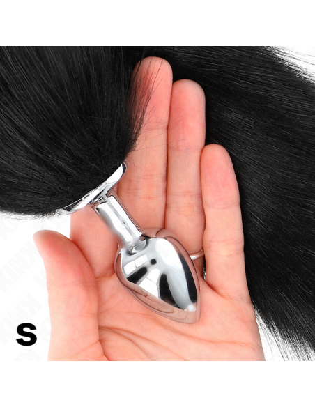 KINK - PLUG ANAL TALLA S 7 X 3 CM CON COLA SINTÉTICA 40 CM NEGRO