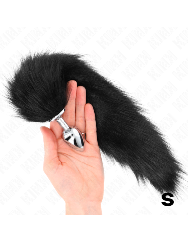 KINK - PLUG ANAL TALLA S 7 X 3 CM CON COLA SINTÉTICA 40 CM NEGRO