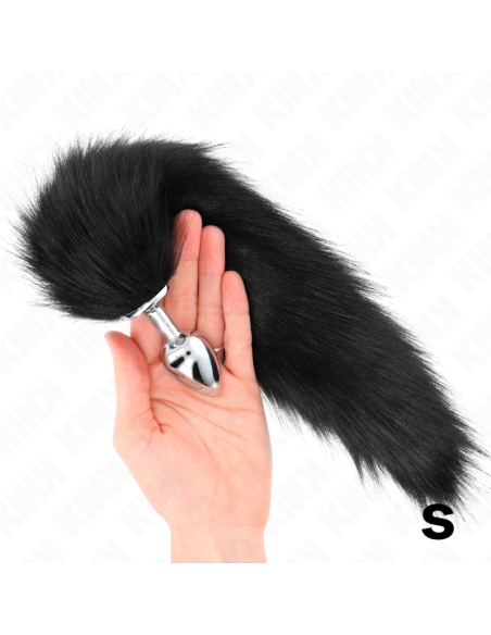 KINK - PLUG ANAL TALLA S 7 X 3 CM CON COLA SINTÉTICA 40 CM NEGRO