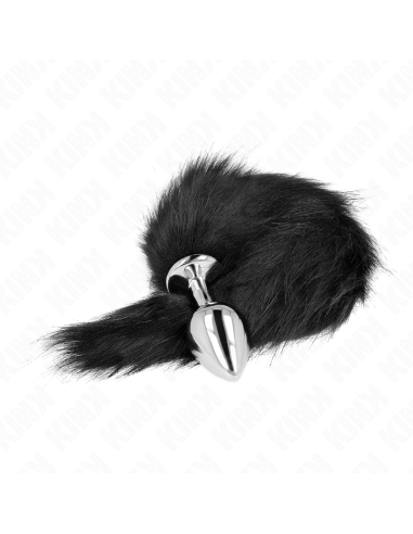 KINK - PLUG ANAL TALLA M 8 X 3.5 CM CON COLA SINTÉTICA 40 CM NEGRO