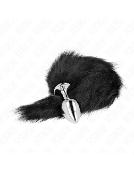 KINK - PLUG ANAL TALLA M 8 X 3.5 CM CON COLA SINTÉTICA 40 CM NEGRO