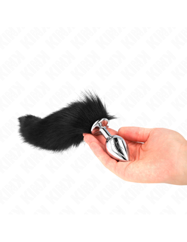 KINK - PLUG ANAL TALLA M 8 X 3.5 CM CON COLA SINTÉTICA 40 CM NEGRO