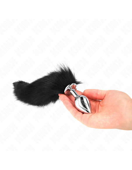 KINK - PLUG ANAL TALLA M 8 X 3.5 CM CON COLA SINTÉTICA 40 CM NEGRO