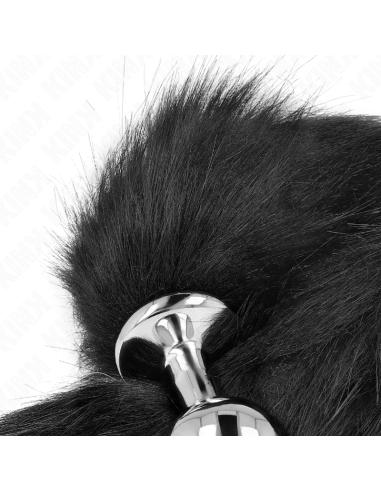 KINK - PLUG ANAL TALLA M 8 X 3.5 CM CON COLA SINTÉTICA 40 CM NEGRO