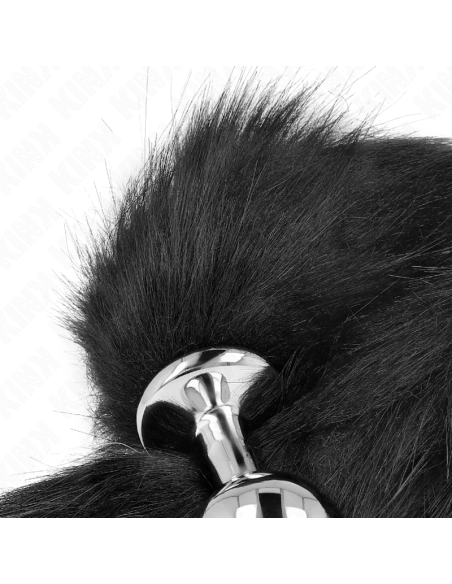 KINK - PLUG ANAL TALLA M 8 X 3.5 CM CON COLA SINTÉTICA 40 CM NEGRO