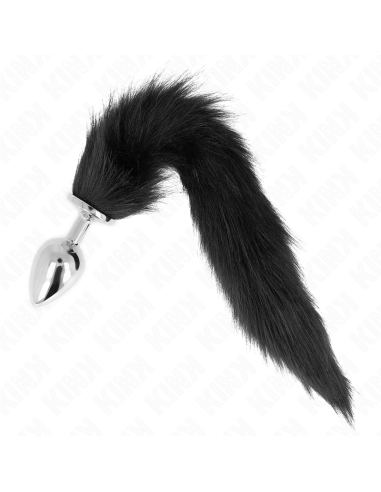 KINK - PLUG ANAL TALLA L 10 X 4 CM CON COLA SINTÉTICA 40 CM NEGRO