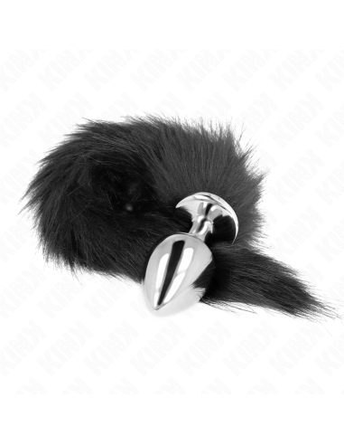 KINK - PLUG ANAL TALLA L 10 X 4 CM CON COLA SINTÉTICA 40 CM NEGRO