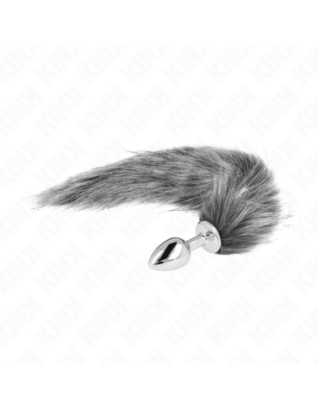 KINK - PLUG ANAL TALLA S 7 X 3 CM CON COLA SINTÉTICA 40 CM PLATEADO