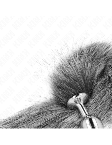 KINK - PLUG ANAL TALLA S 7 X 3 CM CON COLA SINTÉTICA 40 CM PLATEADO