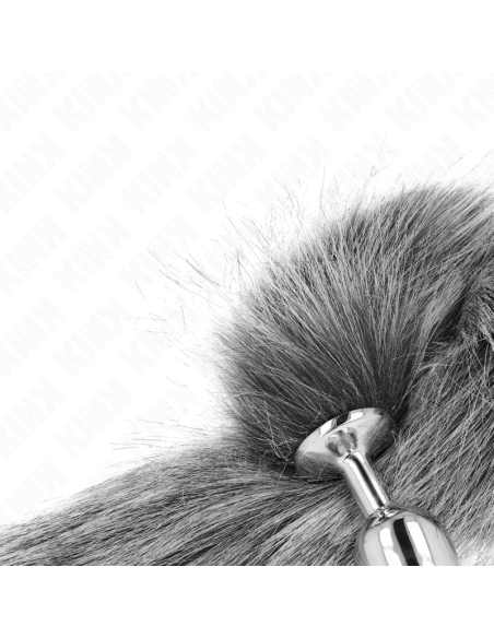 KINK - PLUG ANAL TALLA S 7 X 3 CM CON COLA SINTÉTICA 40 CM PLATEADO