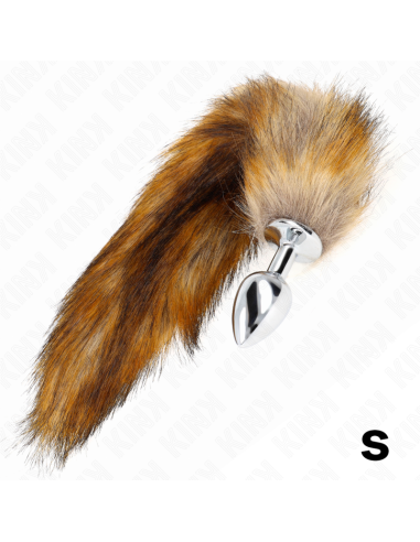 KINK - PLUG ANAL TALLA S 7 X 3 CM CON COLA SINTÉTICA 40 CM MARRÓN