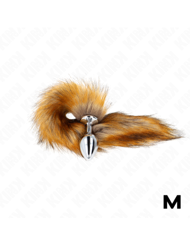 KINK - PLUG ANAL TALLA M 8 X 3.5 CM CON COLA SINTÉTICA 40 CM MARRÓN