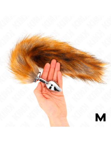 KINK - PLUG ANAL TALLA M 8 X 3.5 CM CON COLA SINTÉTICA 40 CM MARRÓN