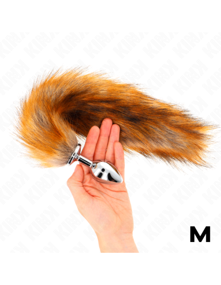 KINK - PLUG ANAL TALLA M 8 X 3.5 CM CON COLA SINTÉTICA 40 CM MARRÓN