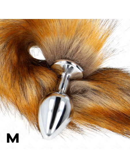 KINK - PLUG ANAL TALLA M 8 X 3.5 CM CON COLA SINTÉTICA 40 CM MARRÓN