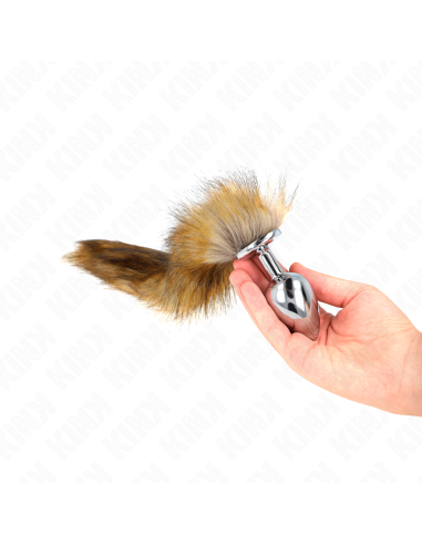 KINK - PLUG ANAL TALLA L 10 X 4 CM CON COLA SINTÉTICA 40 CM MARRÓN