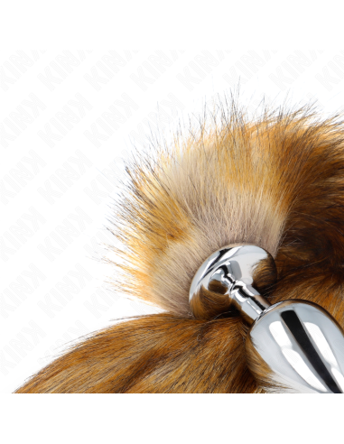 KINK - PLUG ANAL TALLA L 10 X 4 CM CON COLA SINTÉTICA 40 CM MARRÓN