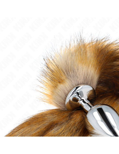 KINK - PLUG ANAL TALLA L 10 X 4 CM CON COLA SINTÉTICA 40 CM MARRÓN