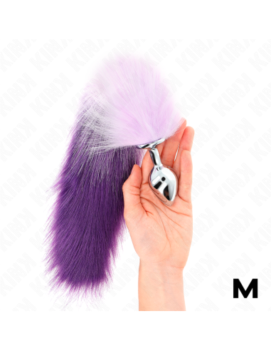 KINK - PLUG ANAL TALLA M 8 X 3.5 CM CON COLA SINTÉTICA 40 CM VIOLETA
