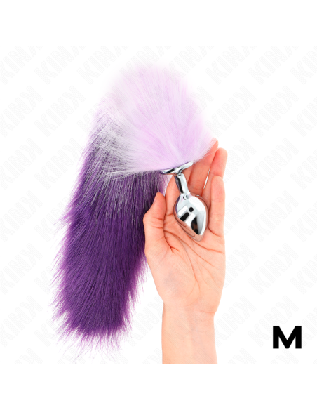 KINK - PLUG ANAL TALLA M 8 X 3.5 CM CON COLA SINTÉTICA 40 CM VIOLETA