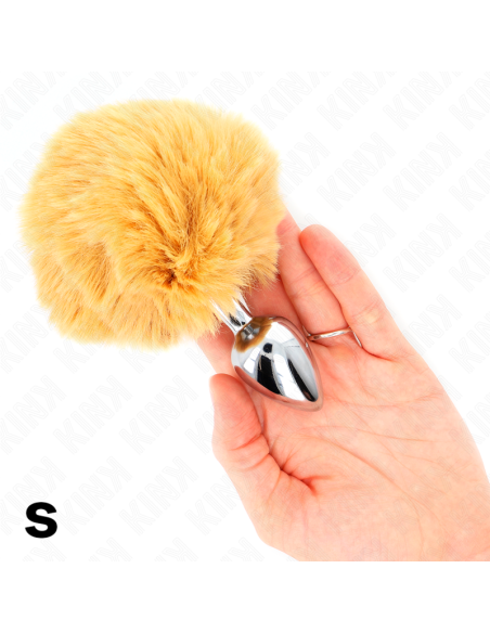 KINK - PLUG 7 x 3 CM DE ACERO INOXIDABLE CON COLA DE CONEJO PIEL SINTÉTICA 8 CM BEIGE