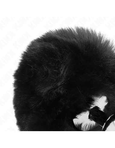 KINK - PLUG 7 x 3 CM DE ACERO INOXIDABLE CON COLA DE CONEJO PIEL SINTÉTICA 8 CM NEGRO