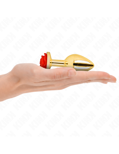 KINK - PLUG ANAL DORADO ROSA ROJA TALLA M
