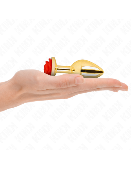 KINK - PLUG ANAL DORADO ROSA ROJA TALLA M