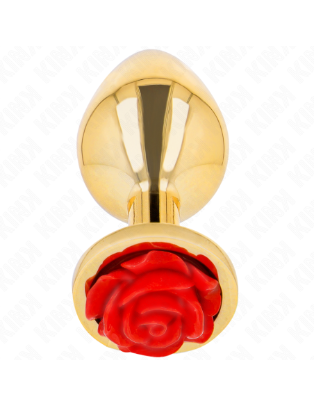 KINK - PLUG ANAL DORADO ROSA ROJA TALLA S