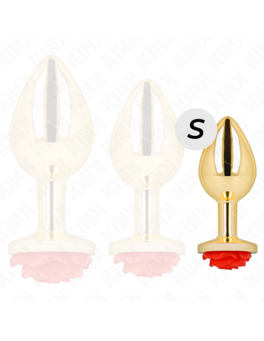 KINK - PLUG ANAL DORADO ROSA ROJA TALLA S