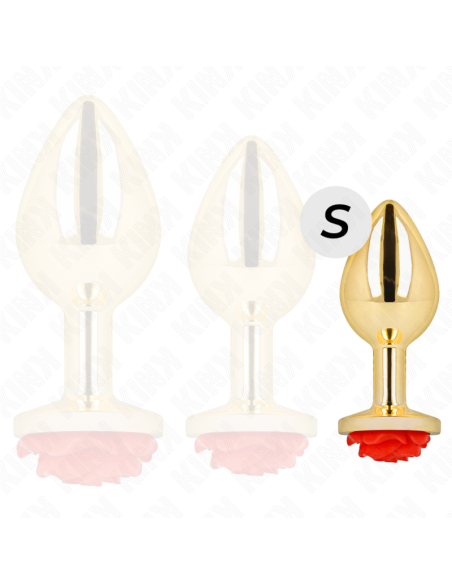 KINK - PLUG ANAL DORADO ROSA ROJA TALLA S