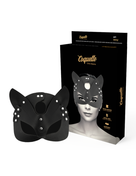 COQUETTE CHIC DESIRE - MASCARA CUERO VEGANO CON OREJAS DE GATO