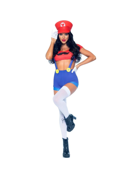 LEG AVENUE - DISFRAZ SEXY MARIO BROS ROJO-AZUL S