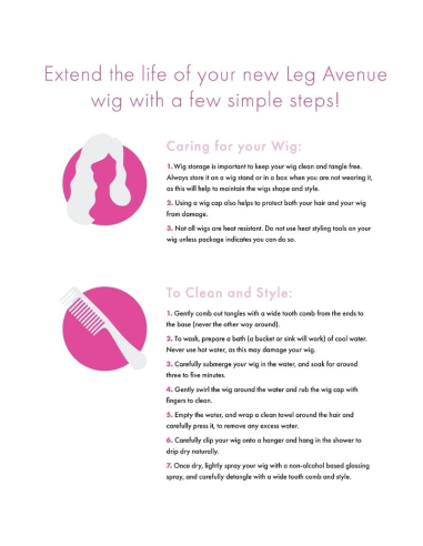 LEG AVENUE - PELUCA LARGA LISA CON FLEQUILLO ROSA