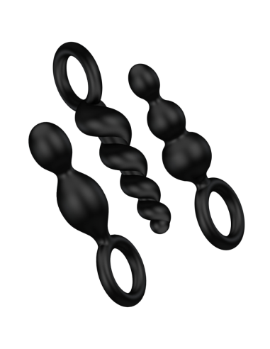 SATISFYER - ANAL PLUGS SET 3 PCS NEGRO