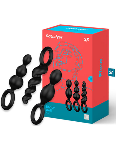 SATISFYER - ANAL PLUGS SET 3 PCS NEGRO