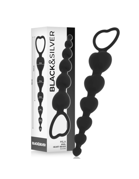 BLACKandSILVER - MILA CADENA ANAL DE CORAZONES 18 CM