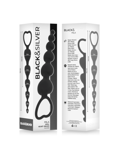 BLACKandSILVER - MILA CADENA ANAL DE CORAZONES 18 CM