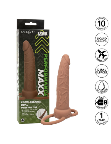 CALEXOTICS - PERFORMANCE MAXX DOBLE PENETRADOR RECARGABLE PIEL MORENO