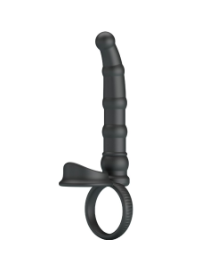 PRETTY LOVE - TATUM ANILLO VIBRADOR PENE CON PLUG 10 VIBRACIONES NEGRO