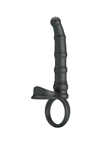 PRETTY LOVE - TATUM ANILLO VIBRADOR PENE CON PLUG 10 VIBRACIONES NEGRO