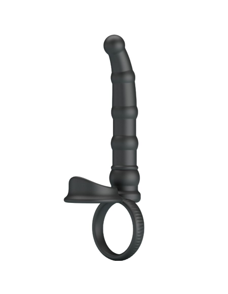 PRETTY LOVE - TATUM ANILLO VIBRADOR PENE CON PLUG 10 VIBRACIONES NEGRO