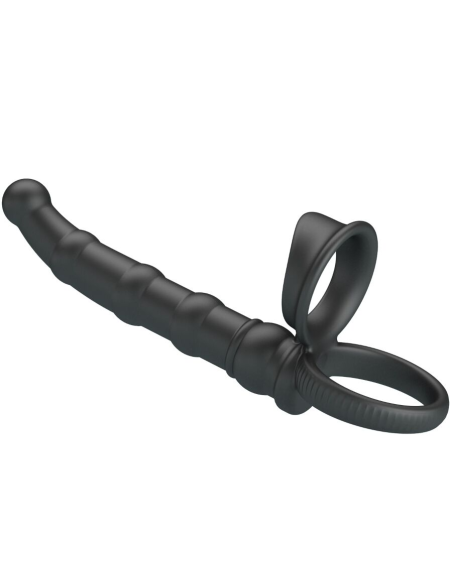 PRETTY LOVE - TATUM ANILLO VIBRADOR PENE CON PLUG 10 VIBRACIONES NEGRO