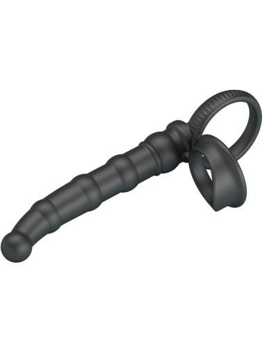 PRETTY LOVE - TATUM ANILLO VIBRADOR PENE CON PLUG 10 VIBRACIONES NEGRO